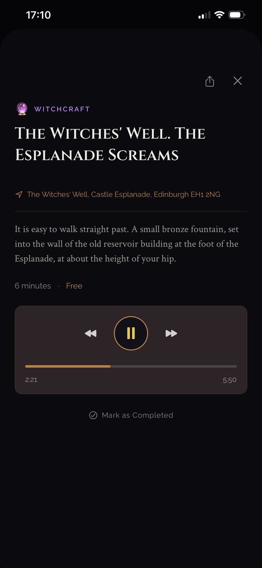 A story playing in the Last Candle Tours player